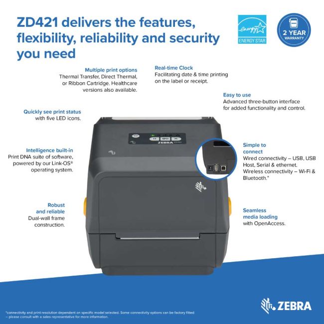 Zebra Zd T Thermal Transfer Label Printer Network Usb Printer Base