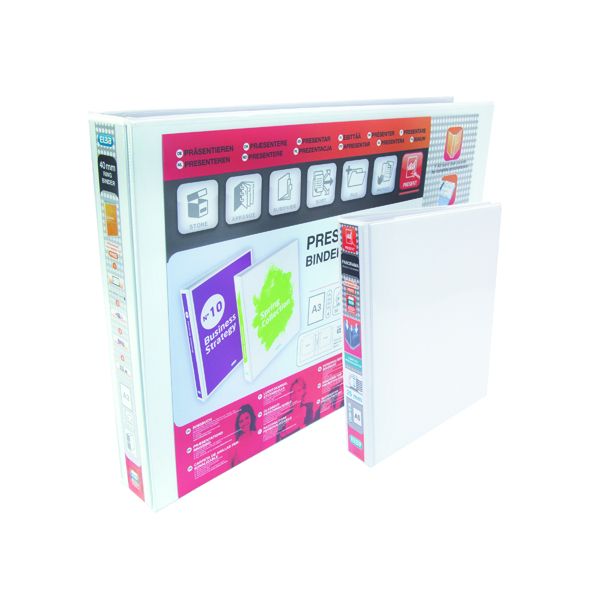 Elba Panorama A5 40 mm Presentation Binder - White,400008434