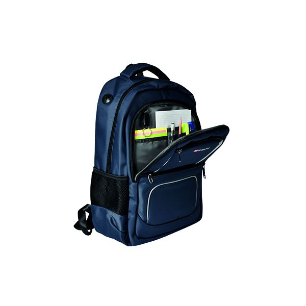 Monolith 15.6 Inch Business Commuter Backpack USB Headphone Port Padded Pocket Navy Blue 9115B