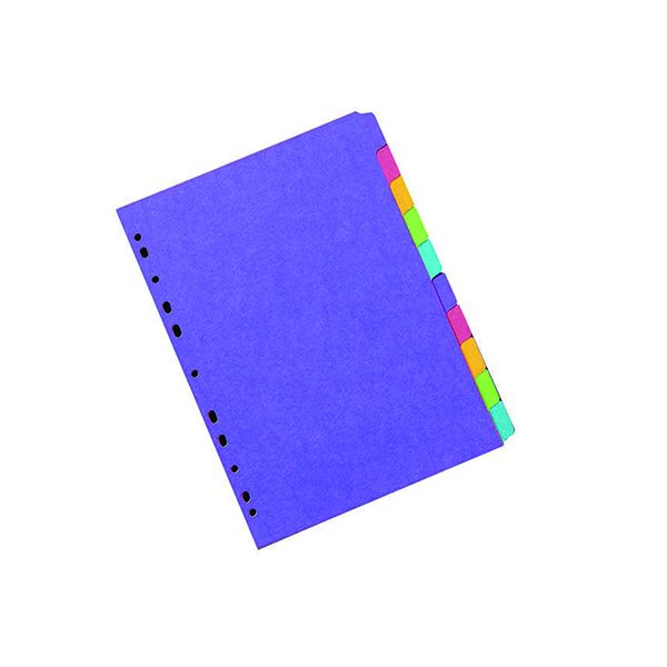 10 Pack A4 Ring Binder Folder File 10 Part Colour Index Dividers Subject  Cards