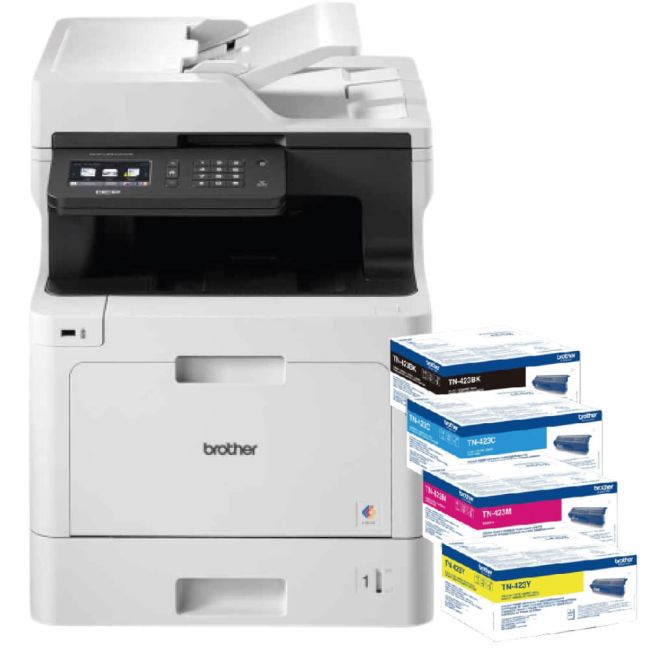 Brother Dcp L8410cdw A4 Colour Laser Multifunction Brother Original Cmyk Toner Bundle 5692