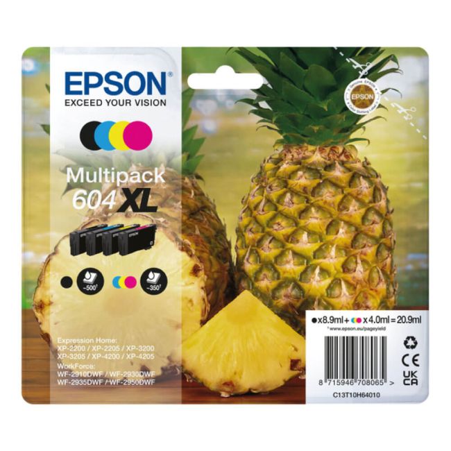 Epson 604xl High Capacity Cmyk Ink Cartridge Multipack C13t10h64010 Printer Base 0331