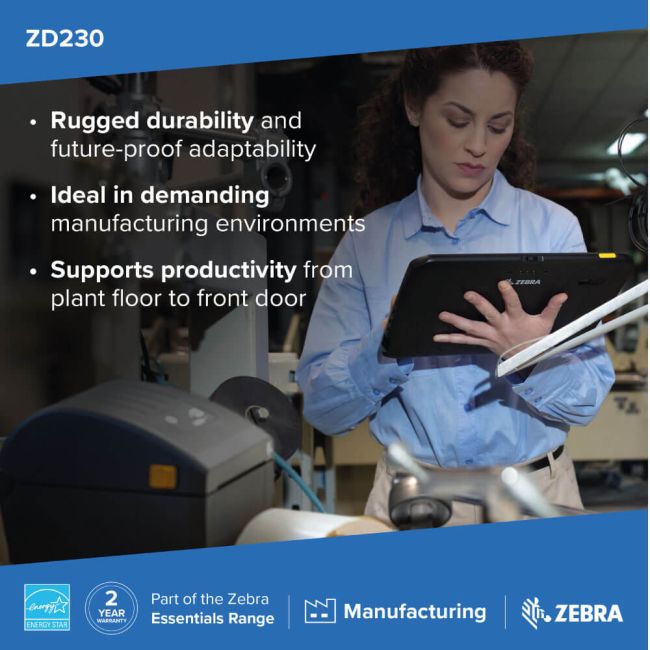 Zebra Zd230d Direct Thermal Label Printer Zd23042 D0ed02ez Printer Base 1547
