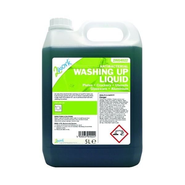 2Work Antibacterial Washing Up Liquid 5 Litre 2W04022 | Printer Base