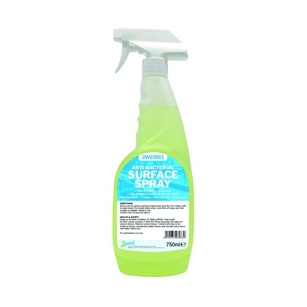 2Work Antibacterial Surface Spray 750ml (6 Pack) 2W04586 | Printer Base