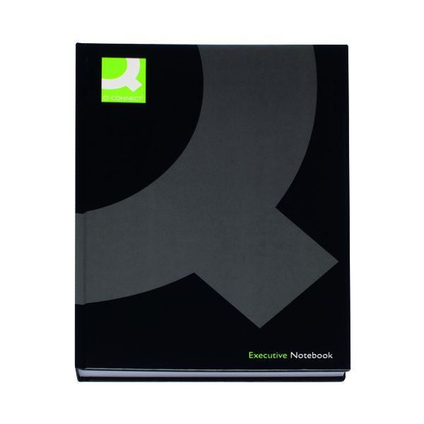 QConnect Hardback Casebound Notebook A4 Black (3 Pack) KF03725 Printer Base