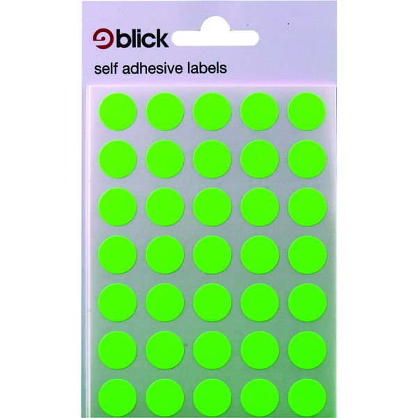 Blick Flourescent Labels in Bags Round 13mm Dia 140 Per Bag Green (2800 ...