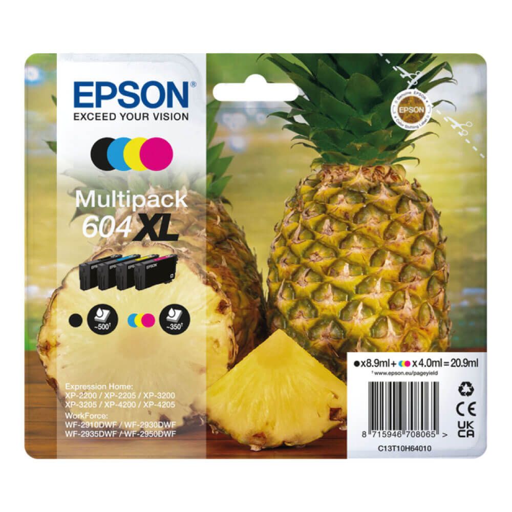 Epson 604xl High Capacity Cmyk Ink Cartridge Multipack C13t10h64010 Printer Base 6405