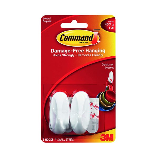 3M Command Small Oval Hooks With Command Adhesive Strips 17082