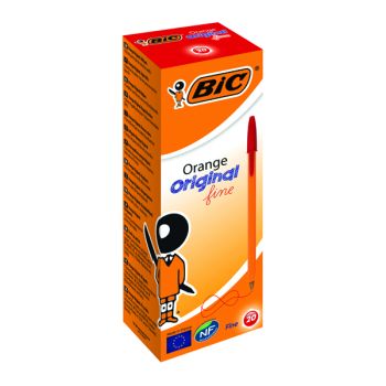 BIC Orange Original Fine Ballpoint Pens Fine Point (0.8 mm) - Black, Box of  20 