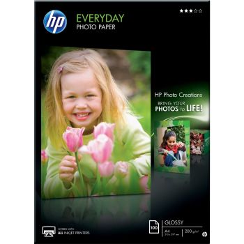 HP Advanced Photo Paper, 10.5 mil, 8 x 10, Glossy White, 25/Pack